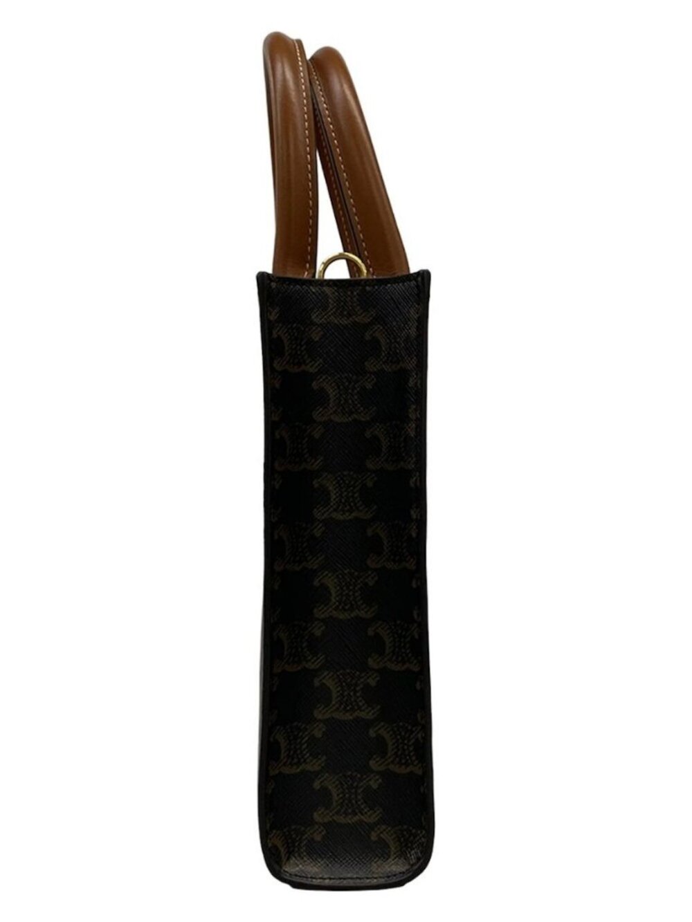 CELINE Mini Vertical Cabas Tan(Black, Brown) Brown) Triomphe Canvas Calf Skin - Picture 4 of 15